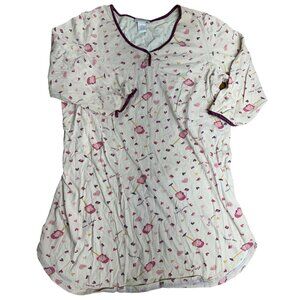 Amelias Collection Cotton Nightgown XL Pink Heart & Letter Print Pajama Dress